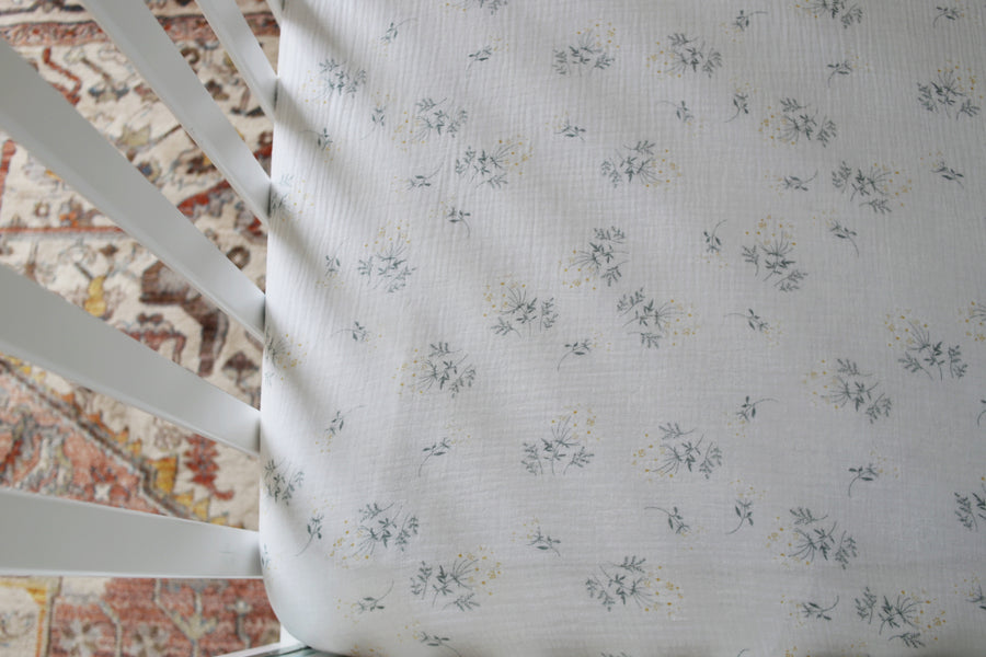 Wild Jasmine Cotton Muslin Crib Sheet