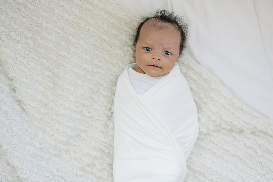 Cloud White Bamboo Swaddle Blanket