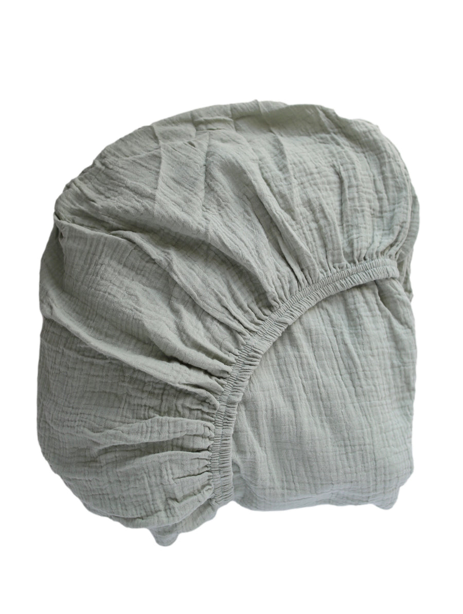 Roman Green Cotton Muslin Crib Sheet